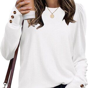 Long Sleeve Shirts for Women Blouses Dressy Casual Puff Sleeve Fashion Clothing
